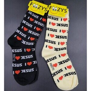 I Love Jesus Womens Socks Christ Heart God Cross Christian Gift 2 PAIRS Foozys